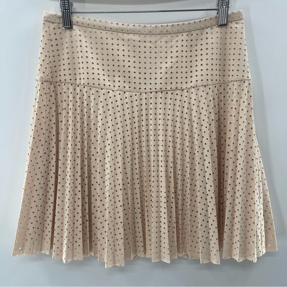 J. Crew Laser Cut Pleated Cream Perforated Cutout A-Line Preppy Mini Skirt Sz. 2 - Picture 2 of 11